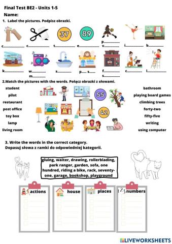 BE 2 - final test - units 1-5 - part 1