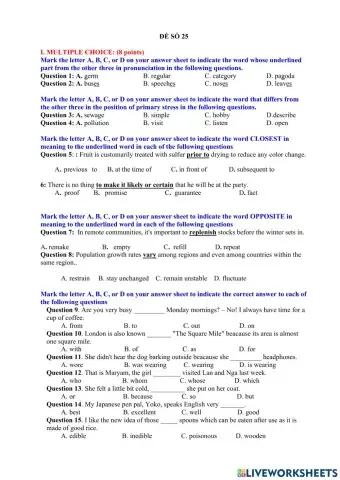 Đề 25 - Bộ 40 đề vào 10