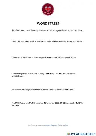 Word stress - speaking