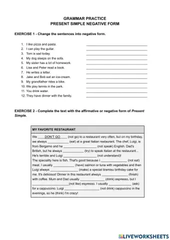 Present Simple - Grammar Practice