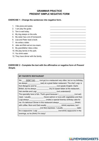 Present Simple - Grammar Practice