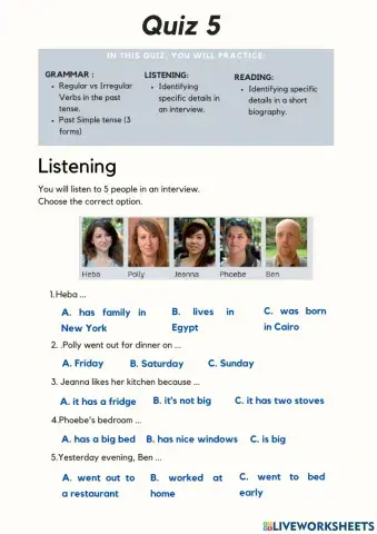 Quiz- Past Simple Tense