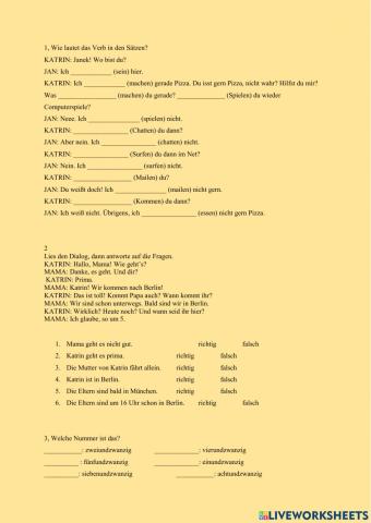 Kontakt 1 - Lektion 1 Übungen