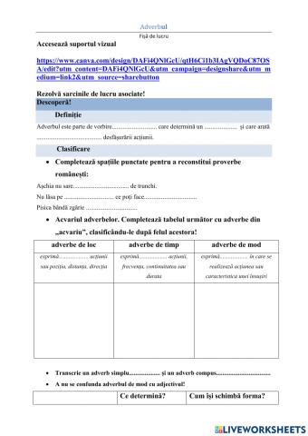 Fisa de lucru- ADVERBUL