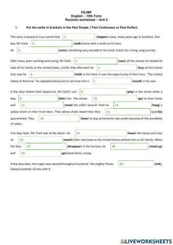 Grammar Revision worksheet
