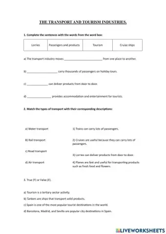 The transport and tourism industries