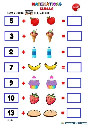 Sumas con imágenes hasta 20
