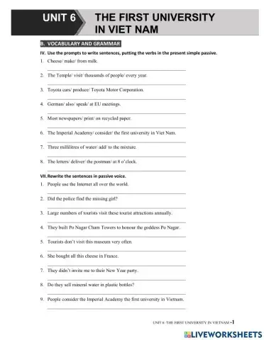G7 U6 MLH Passive voice  & Writing