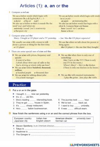 Basic Grammar - 49 Articles (1) A, an or the