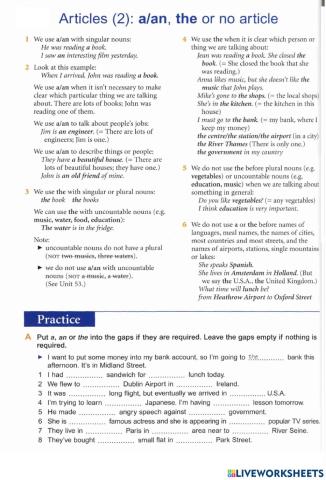 Basic Grammar - 50 Articles (2) A-an, the, no article