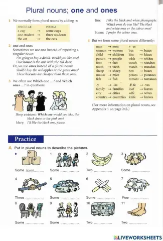 Basic Grammar - 51 Plural nouns- one and ones