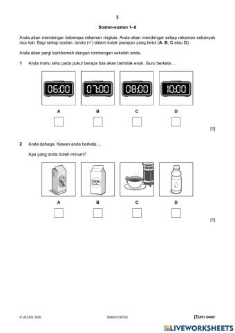 Malay Listening Specimen Paper part 1