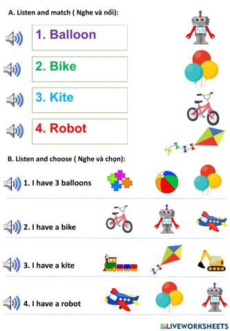 ASN.3 toys( balloon, kite, bike,robot)