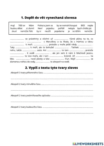 Doplňování sloves