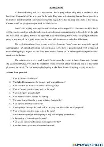 Reading comprehension