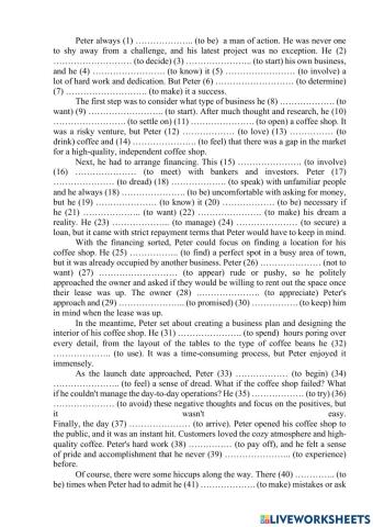 Gerunds, infinitives, tenses