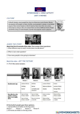 Interchange 1 video activity