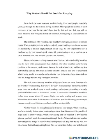 Lkpd-hortatory exposition text-Why students should have breakfast