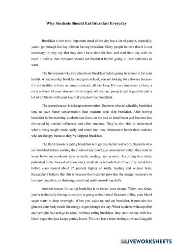 Lkpd-hortatory exposition text-Why students should have breakfast