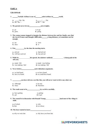 Revision test-Metü proficiency sample test