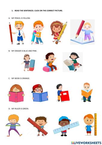 School objects and colors