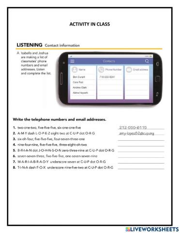 Listening contact information