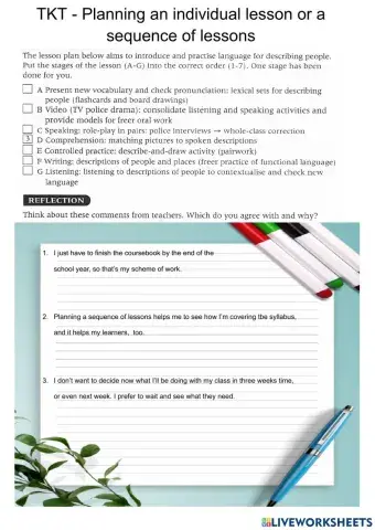 TKT-Plannnig an individual lesson or a sequence of lessons