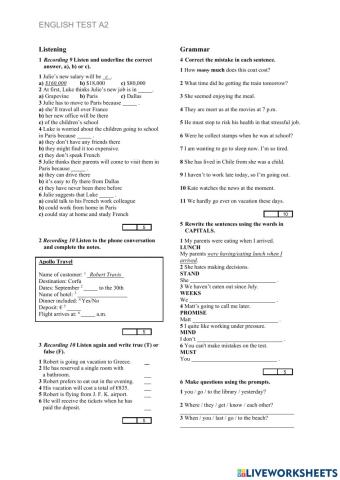 Test of english a2 midcourse