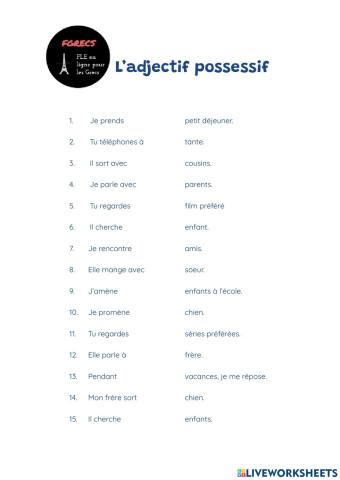 Adjectif Possessif