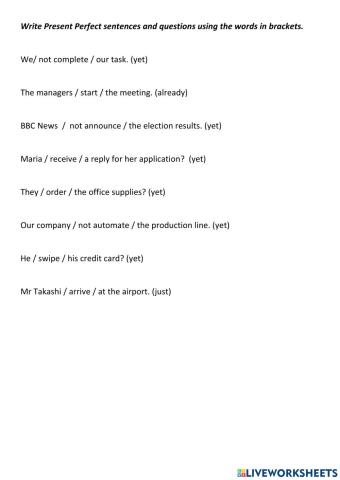 Present Perfect with yet-just-already