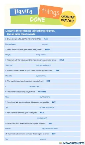 B2 Sentence Transformation. Causative Have- Get