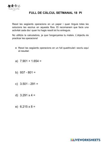 FULL DE CÀLCUL 18 PI 5è