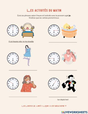 Les activités du matin