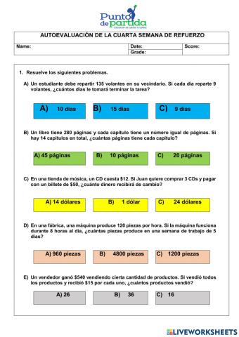 Refuerzo de la cuarta semana