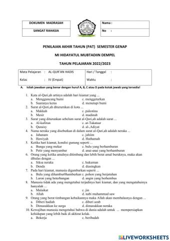 Al-qur'an hadis kelas 4