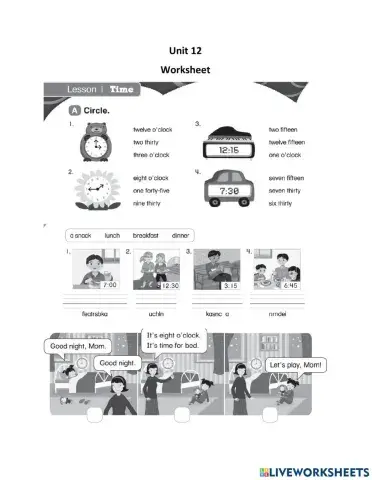 Different time in a day(Daily routine)