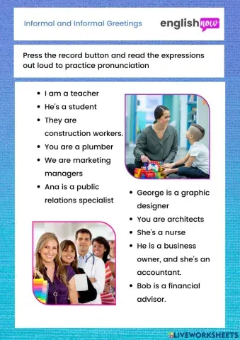 Verb to be + occupations