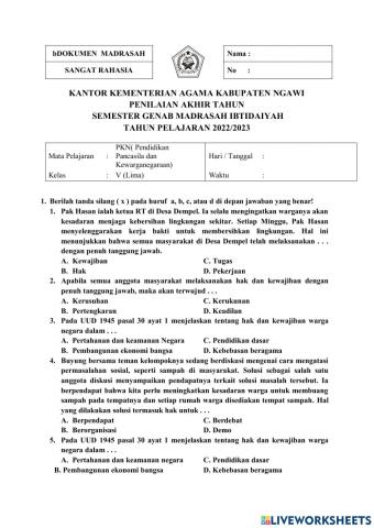 Pat pendidikan pancasila dan kewarganegaraan