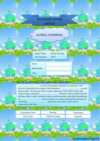 Global Warming Worksheet