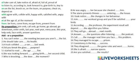 Of, on, to,at, with, from