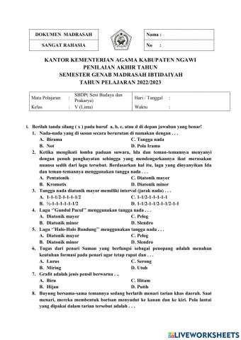 Pat sbdp(seni budaya dan prakarya