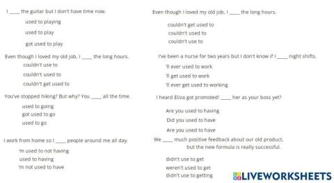 Used to-be used to-get used to