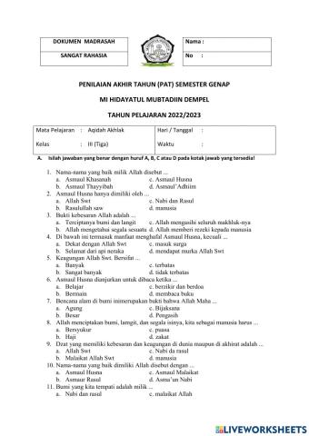 AQIDAH AKHLK kelas 3