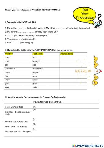 Present Perfect Simple - practice