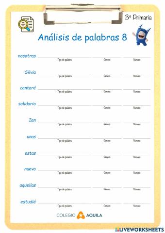Análisis de palabras T3-8
