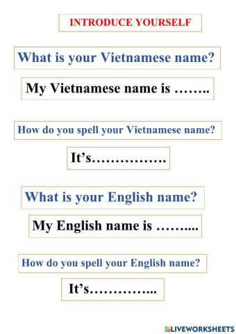 Introduce yourself 1 - speaking