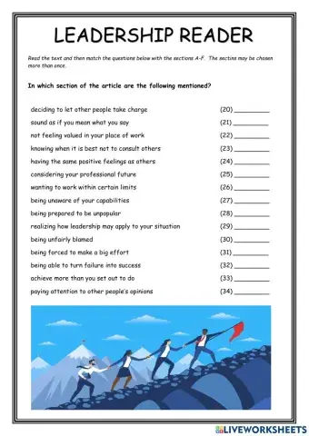 Leadership Reader for Advanced Students