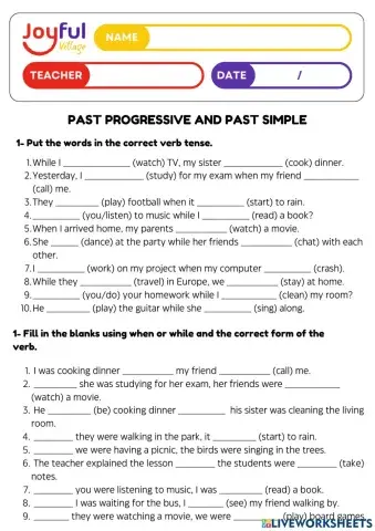 Past progressive vs. Past simples