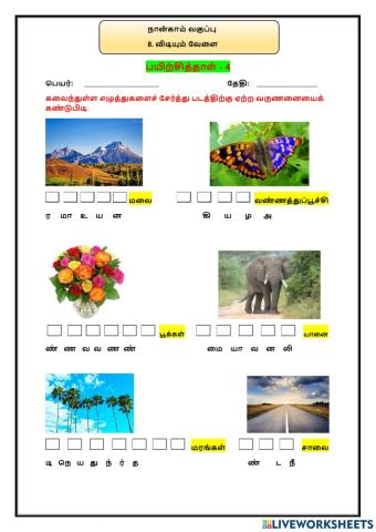 8. விடியும் வேளை - பயிற்சித்தாள் 4