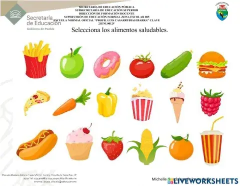 Ficha de trabajo comida sana